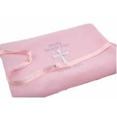 Personalised Embroidered Baby Girl Christening Blanket